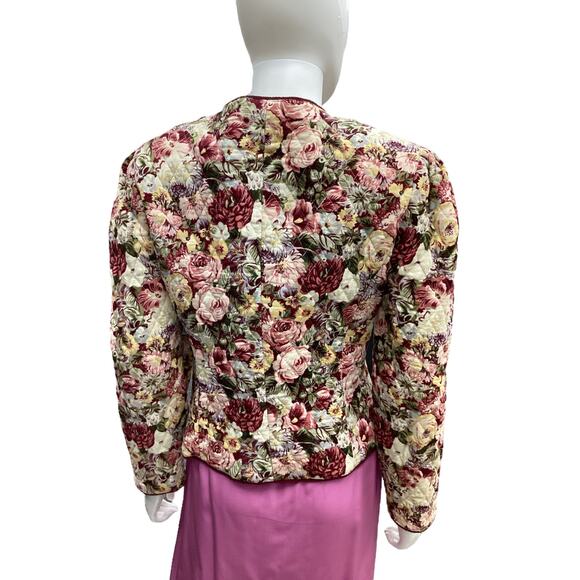 Vintage Herman Geist Blazer Women’s Size 6 Quilted Button Down Jacket Flowers - Picture 4 of 5